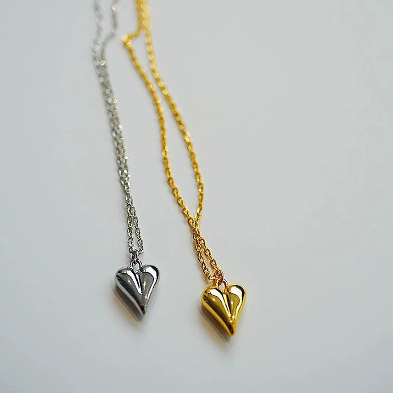 CADENA DE CORAZON 3D ALARGADO DORADO
