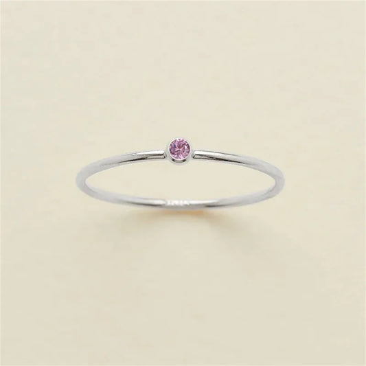 Anillo zircon lila plateado