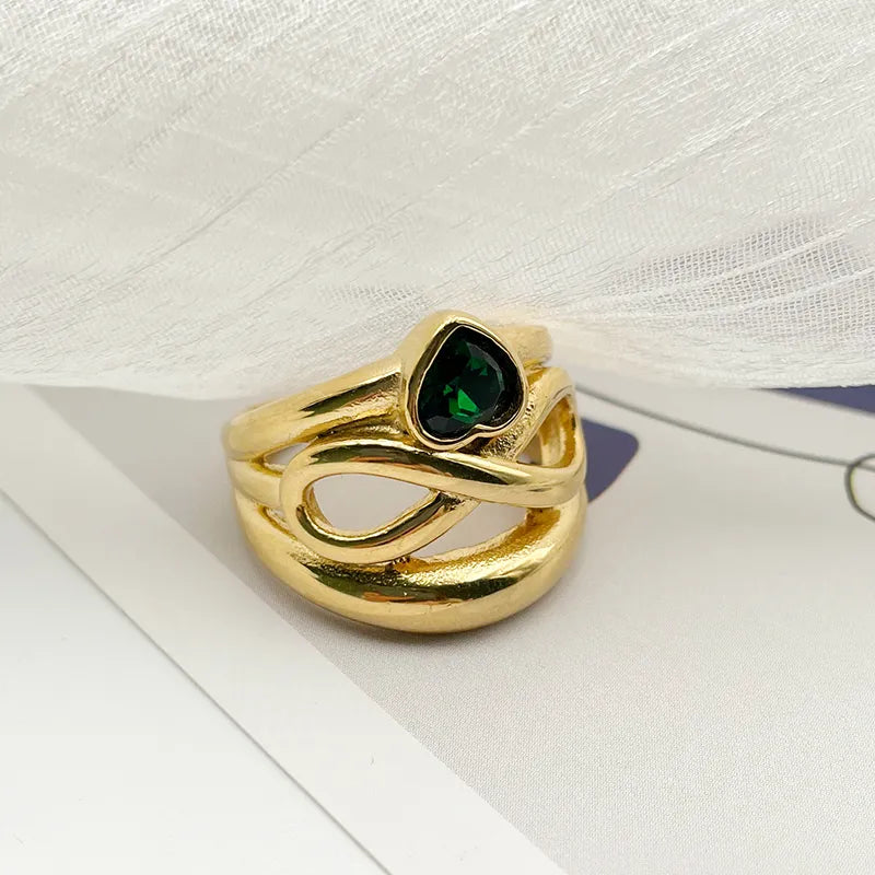 Anillo zircon esmeralda amor infinito