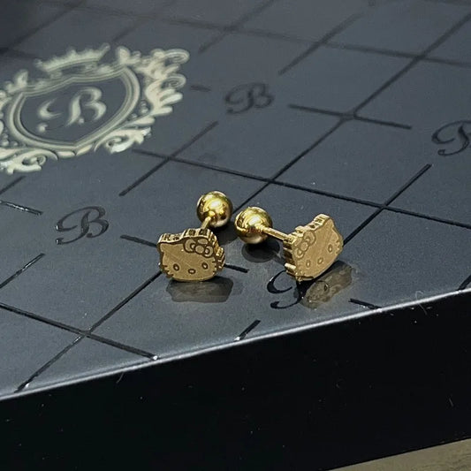 ARETES ORTOPEDICOS DE HELLO KITTY DORADO