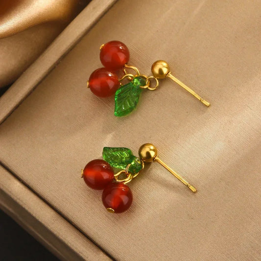 ARETES DE CHERRY DORADO